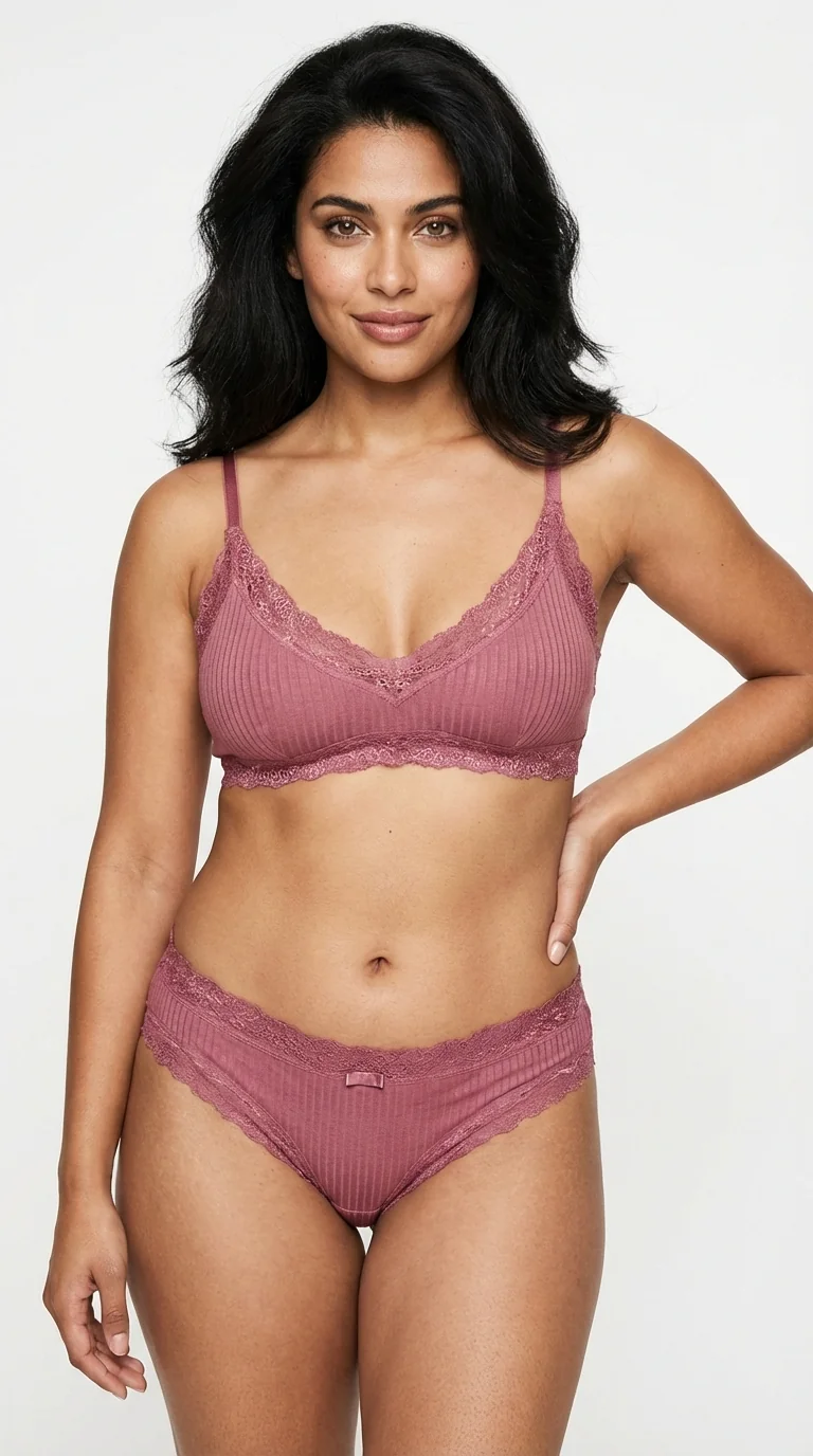 Dusty Rose Fitilli (Ribbed) Bikini Külot - Bikini Tasarım Detayı